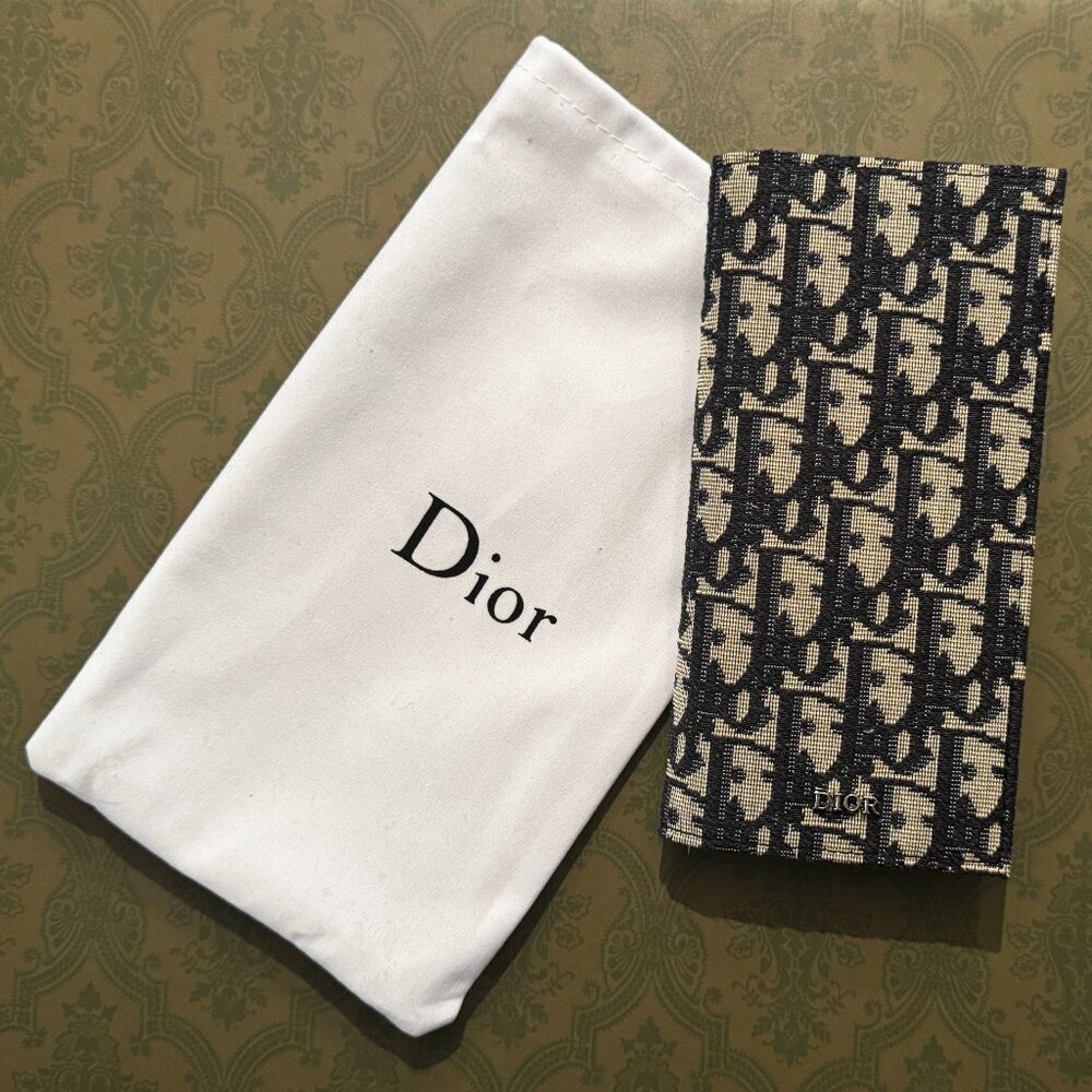 Blue Dior Oblique Jacquard Long Vertical Wallet